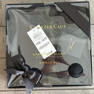 Charter Club Black Cashmere Sleep Mask + Socks Boxed Gift Set